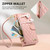 iPhone Air Rhombic Texture Zipper Wallet Metal Bow-knot Vegan Leather Phone Case with Strap - Pink