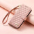 iPhone Air Rhombic Texture Zipper Wallet Metal Bow-knot Vegan Leather Phone Case with Strap - Pink