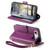 iPhone Air Rhombic Texture Zipper Wallet Metal Bow-knot Vegan Leather Phone Case with Strap - Purple