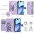 iPhone Air Seven Card Slots Zipper Wallet Leather Phone Case with Lanyard - Light Purple