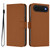 iPhone Air Skin Feel Solid Color Leather Phone Case with Lanyard - Brown