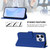iPhone Air Skin Feel Solid Color Leather Phone Case with Lanyard - Dark Blue