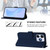 iPhone Air Skin Feel Solid Color Leather Phone Case with Lanyard - Navy Blue