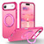 iPhone Air Skin-Feel Rotary Damping Bracket MagSafe Phone Case - Rose Red