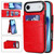 iPhone Air Solid Color Card Slots Bracket PU Phone Case - Red
