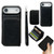 iPhone Air Solid Color Zipper 11-Card Slots Bag Phone Case with Lanyard - Black