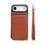 iPhone Air Solid Color Zipper 11-Card Slots Bag Phone Case with Lanyard - Brown