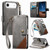 iPhone Air Splicing Zipper Wallet Vegan Leather Phone Case with Strap - Gray