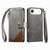 iPhone Air Splicing Zipper Wallet Vegan Leather Phone Case with Strap - Gray