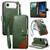 iPhone Air Splicing Zipper Wallet Vegan Leather Phone Case with Strap - Green