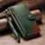 iPhone Air Splicing Zipper Wallet Vegan Leather Phone Case with Strap - Green