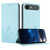 iPhone Air Tulips Butterfly Pattern Magnetic Vegan Leather Phone Case - Light Blue
