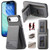 iPhone Air Twill Fabric Leather Vertical Flip RFID Card Bag Phone Case - Gray