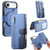 iPhone Air Twill Fabric MagSafe RFID Anti-theft Zipper Wallet Leather Phone Case - Dark Blue