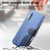 iPhone Air Twill Fabric MagSafe RFID Anti-theft Zipper Wallet Leather Phone Case - Dark Blue