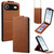 iPhone Air Vertical Flip Cover Solid Color Vegan Leather Phone Case with Crossbody Chain - Brown