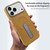 iPhone Air VIETAO Suede MagSafe PU Leather Phone Case with Holder - Light Brown