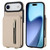 iPhone Air YM006 Skin Feel Zipper Card Bag Phone Case with Dual Lanyard - Apricot