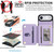 iPhone Air YM006 Skin Feel Zipper Card Bag Phone Case with Dual Lanyard - Light Purple