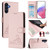 Samsung Galaxy A16 5G Cat Rat Embossed Pattern RFID Leather Phone Case with Lanyard - Pink