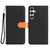 Samsung Galaxy A16 5G Detachable Litchi Texture Magnetic Vegan Leather Phone Case - Black+Orange