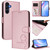 Samsung Galaxy A16 5G Litter Panda Embossing RFID Leather Phone Case with Lanyard - Pink