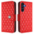 Samsung Galaxy A16 5G Rhombic Texture Flip Leather Phone Case with Lanyard - Red
