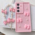 Samsung Galaxy A16 5G Soft Silicone 3D Bowknot Pearl Phone Case with Beaded Wrist Strap - Pink