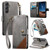 Samsung Galaxy A16 Splicing Zipper Wallet Vegan Leather Phone Case with Strap - Gray