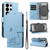 Samsung Galaxy S26 UItra Adorable Cat Embossed Pattern Flip Leather Phone Case - Sky Blue