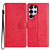 Samsung Galaxy S26 UItra Butterflies and Flowers Leather Phone Case - Red