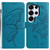 Samsung Galaxy S26 UItra Butterfly Flutter Pattern Embossed Leather Phone Case - Blue
