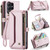 Samsung Galaxy S26 UItra CaseMe C36 Card Slots Zipper Wallet RFID Anti-theft Leather Phone Case - Pink