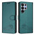 Samsung Galaxy S26 UItra Cat Rat Embossed Pattern RFID Leather Phone Case with Lanyard - Peacock Green