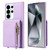 Samsung Galaxy S26 UItra Crossbody Lanyard Zipper Wallet Leather Phone Case - Purple