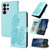Samsung Galaxy S26 UItra Datura Flower Embossed Flip Leather Phone Case - Light Blue