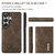 Samsung Galaxy S26 UItra DG.MING M1 Series 3-Fold Multi Card Wallet + Magnetic Phone Case - Coffee