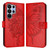 Samsung Galaxy S26 UItra Embossed Butterfly Leather Phone Case - Red