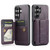 Samsung Galaxy S26 UItra Fierre Shann FS-024 Oil Wax Cow Leather Card Holder Back Phone Case - Purple