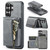 Samsung Galaxy S26 UItra Fierre Shann Oil Wax Vegan Leather Magnetic Card Holder Back Phone Case - Grey