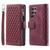 Samsung Galaxy S26 UItra Grid Texture Zipper Leather Phone Case with Lanyard - Wine Red