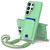Samsung Galaxy S26 UItra Integrated Card Bag Solid Color Liquid Silicone Phone Case Gen2 with Short Lanyard - Green