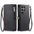Samsung Galaxy S26 UItra Leather Stitching Multi-card Slot Zipper Phone Case - Black