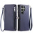 Samsung Galaxy S26 UItra Leather Stitching Multi-card Slot Zipper Phone Case - Blue