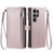 Samsung Galaxy S26 UItra Leather Stitching Multi-card Slot Zipper Phone Case - Rose Gold