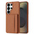 Samsung Galaxy S26 UItra Litchi Pattern Magnetic Card Bag Holder Phone Case - Brown