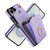 Samsung Galaxy S26 UItra Rhombic Texture Card Bag Phone Case with Long Lanyard - Light Purple