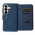 Samsung Galaxy S26 UItra Skin Feel Multi Card Slots Zipper Wallet Leather Phone Case - Blue