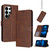 Samsung Galaxy S26 UItra Solid Calf Texture Flip Leather Phone Case - Brown