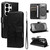 Samsung Galaxy S26 UItra Tree & Cat Embossed Pattern Flip Leather Phone Case - Black